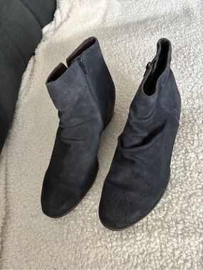 Women’s Navy Suede Ankle Boots - Classic Slip-On Style